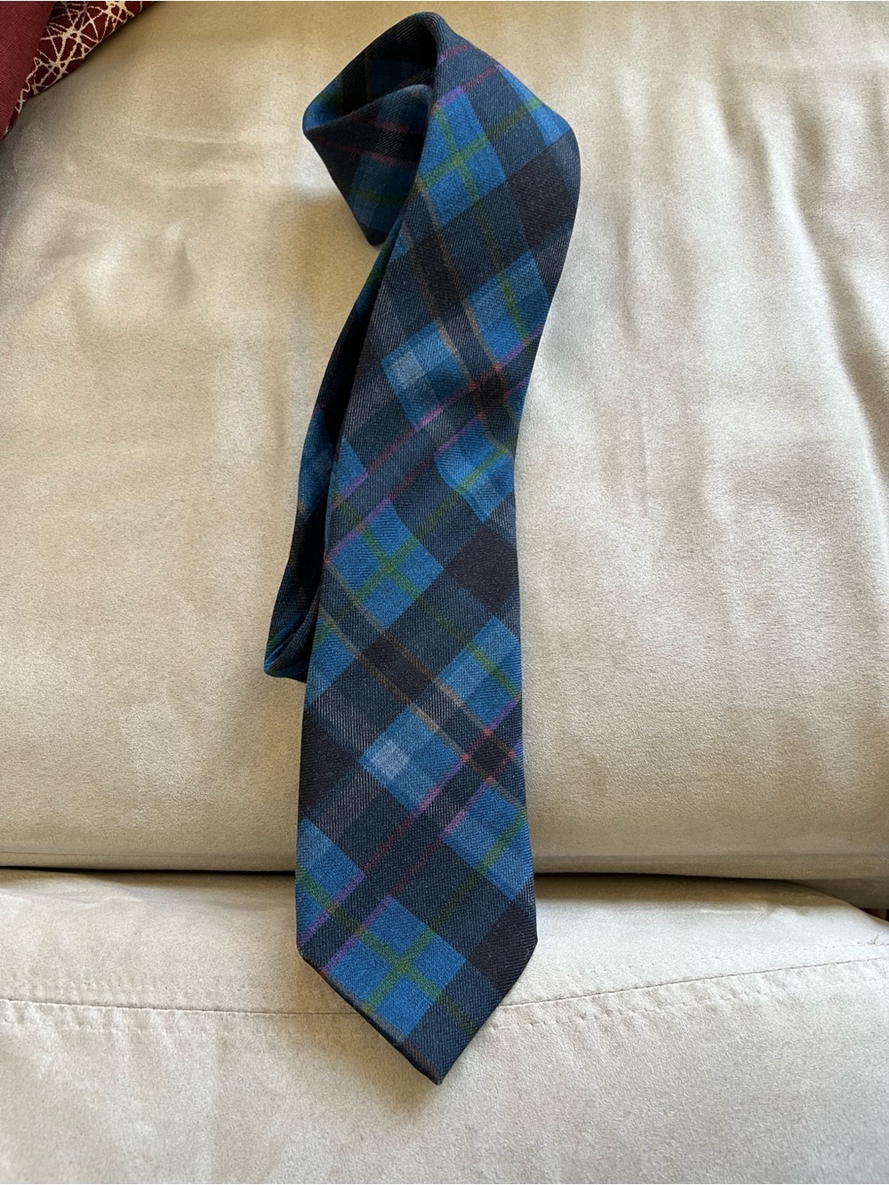 Ike Behar Blue and Green Plaid Men's Tie